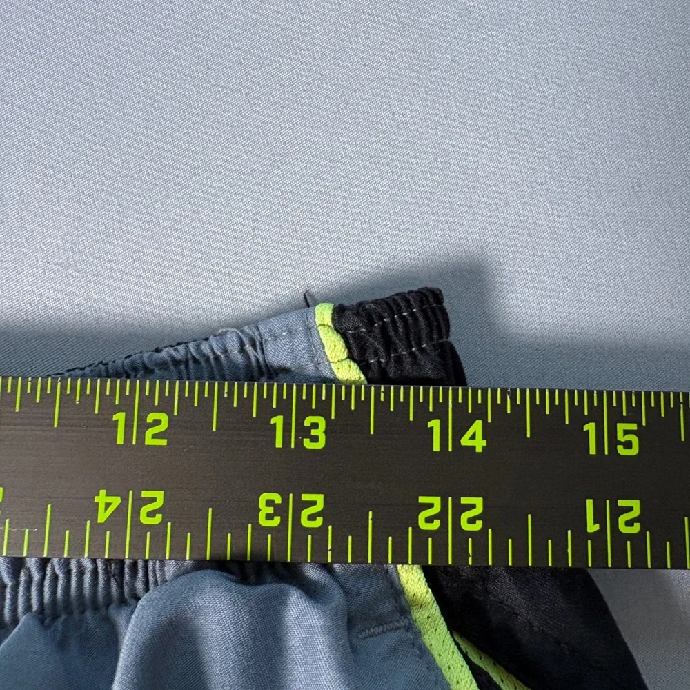 Nike Mens Gray Black Neon Yellow Swim Trunks Mesh Lined Shorts NESS7421 L